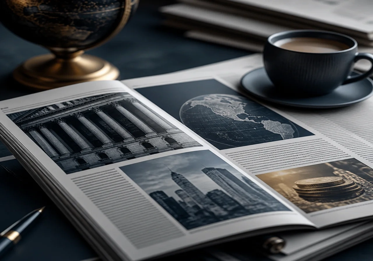 Close-up of an open financial newspaper with headlines about Berkshire Hathaway selling Nu Holdings, focusing on the stock pages and a cup of coffee beside it