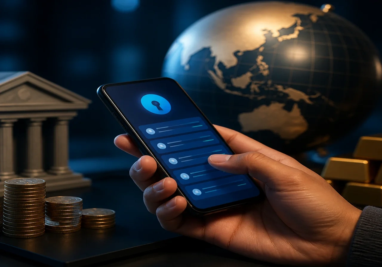 Close-up of a person's hand using a smartphone to check SBI FD interest rates on a mobile banking app